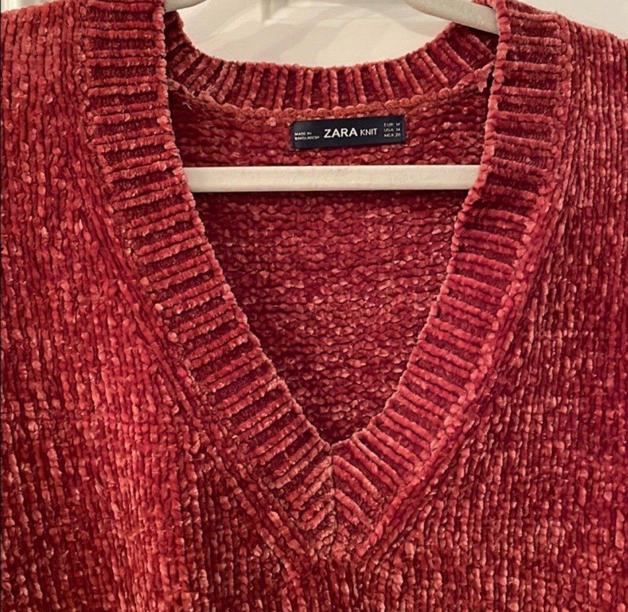 Zara Oversize Chenille Knit Sweater Chunky Burnt Orange Red Super Soft Winter image 2