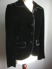 Laura Ashley Velvet Jacket 10 12 Black Silk Piping Bnwot Soft Drape Dj Tux Smart