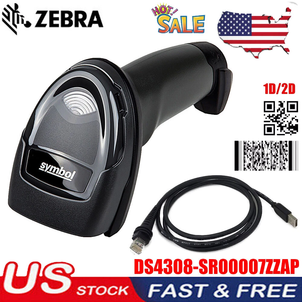 ZEBRA SYMBOL DS4308-SR00007ZZAP 1D 2D 핸드헬드 바코드 스캐너 리더기 USB 키트  US-Freehip.co.kr