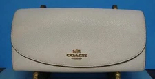 Coach Pebbled White Card ID Bill Zip Coin Envelope Wallet