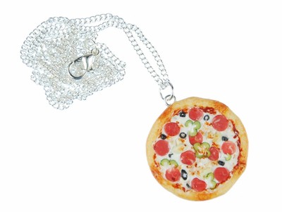 Pizza Halskette Kette Miniblings Pizza Rund Ganz 3d Detailliert Fimo Bunt 60cm Ebay