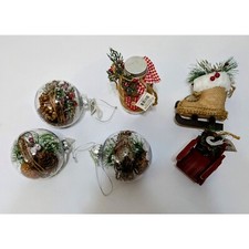 Holiday Time Rustic Farmhouse-Style Christmas Ornaments Set of 6 NWT