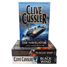 Clive Cussler Book Bundle Lot Paperback x 3 Navigator Plague Ship Black Wind Set