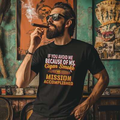 Cigar Smoke Mission Accomplished T-Shirt Funny Cigars Tee Shirt Cigar Style Co.