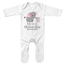Elephant My 1st Mothers Day Personalised Rompersuit Romper Suit Baby Custom Cute