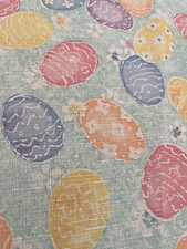 Easter/Spring Plaid Pastel Tablecloth 70 Round Aqua Background w Easter Eggs