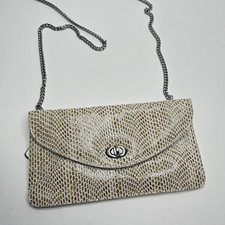 SORIAL Snakeskin Rubina Leather Coco Clutch/Crossbody HandBag Beige