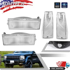 Clear Fits 1984-1996 Jeep Cherokee Corner Signal Lights + Bumper Parking Lamps