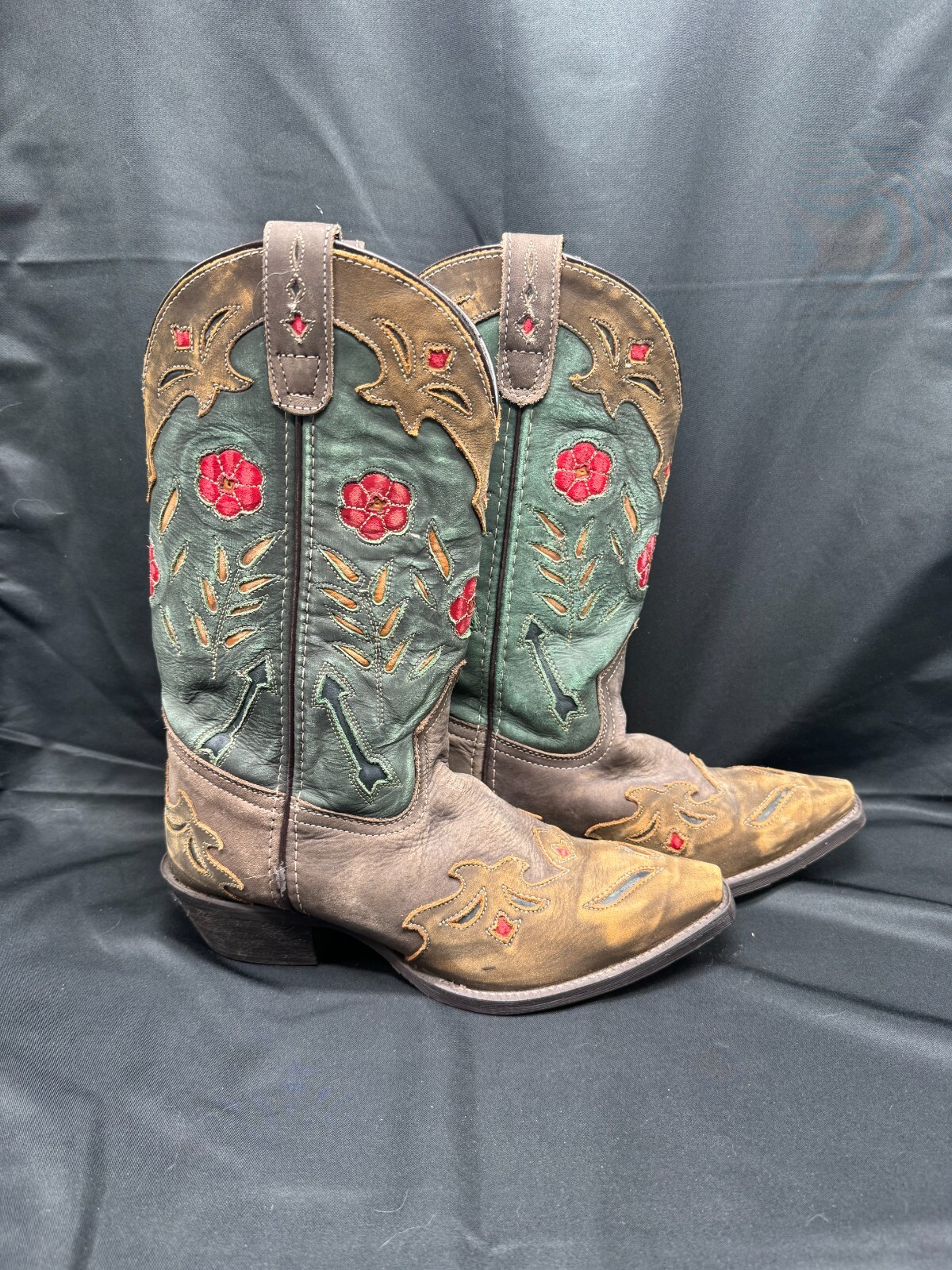 Laredo Miss Kate Snip Toe Western Cowboy Brown & Flor… Gem