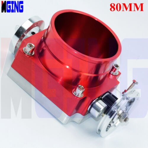 Universal80mm 3.15" pulgadas Cuerpo del acelerador Billet Colector de admisión carreras VQ35TPS Rojo - Imagen 3 de 4