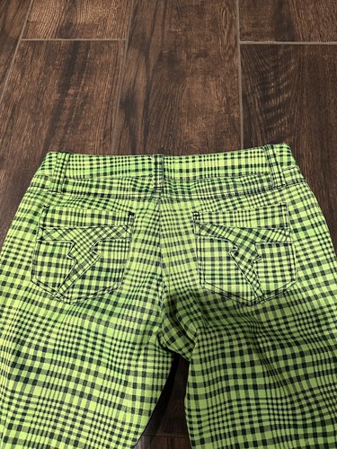 Tripp NYC Size 3 Juniors Daang Goodman Gothic Neon Plaid Print Skinny Pants - Picture 9 of 15