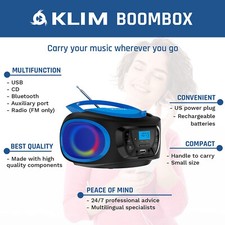 Boombox Portable Recharge Audio System FM Radio CD Player Bluetooth MP3 USB AUX