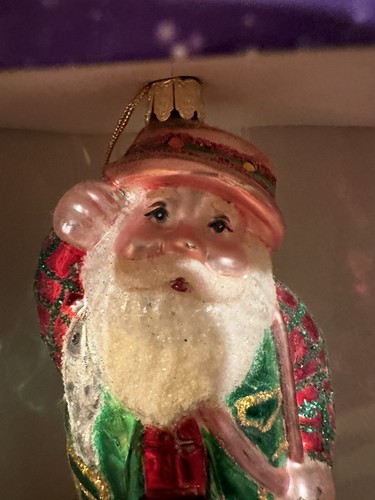 "Adorno de vidrio de pesca de Santa Santas Best hecho a mano estilo europeo de 5" - Imagen 2 de 9
