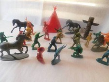 26 pc Cowboys Indians Teepee Horses Native Toy Figures Set Tribal Pretend Play