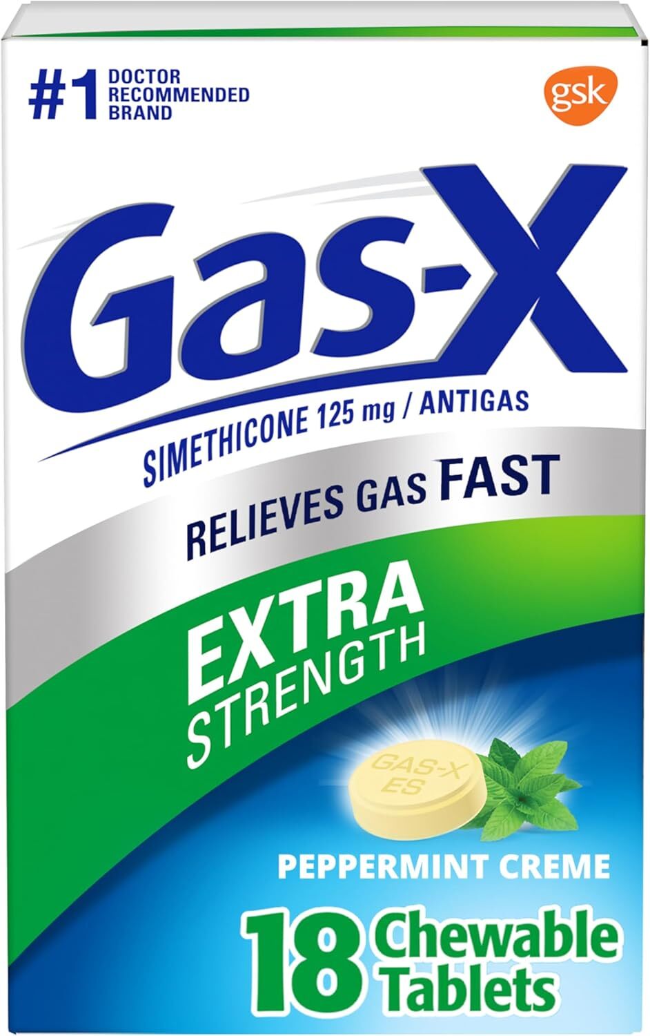 Gas-X Extra Strength Chewable Gas Relief Tablets with Simethicone 125 mg, Pepper