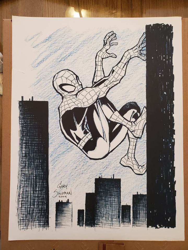 ORIGINAL ART/LITHOGRATH SPIDER-MAN BY GARY SHIPMAN 13  X 17  Comic Art