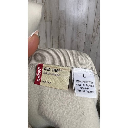 Levi's Men's Large Red Tab Beige Pullover Long Sleeve Cozy Crewneck Sweatshirt - Picture 7 of 7