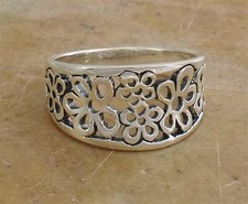 PRETTY .925 STERLING SILVER SUNFLOWER BAND RING size 7 style r1874