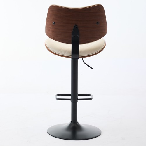 Barstools PU 25-33.4" Walnut Bentwood Dining Chairs Kitchen Counter Stools Beige - Picture 7 of 11