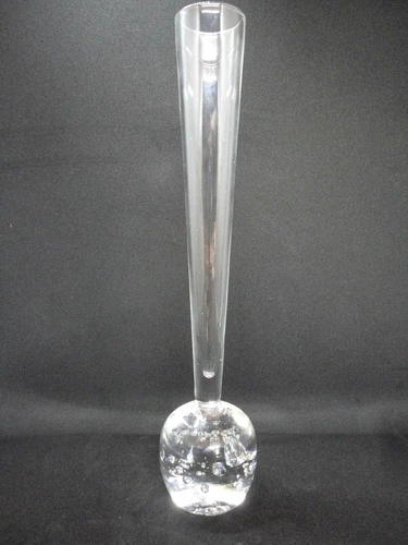 Kosta Sweden 10" Clear Glass Bud Vase with bubbles