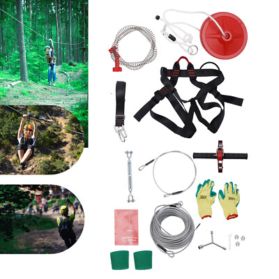 Zip Line Kit Choose Length 48M 160FT heavy duty 5mm Adults Zip Wire up to 330lbs