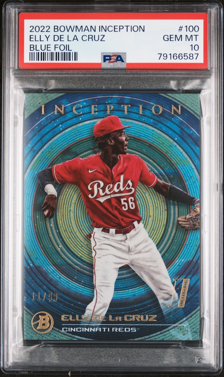 PSA 10 ELLY DE LA CRUZ 2022 Bowman Inception BLUE FOIL #/99 REDS
