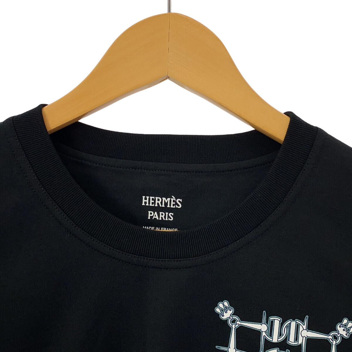 HERMES Short sleeve T-shirt cotton Black Used Women size 34 HERMES Short sleeve T-shirt cotton Black Used Women size 34