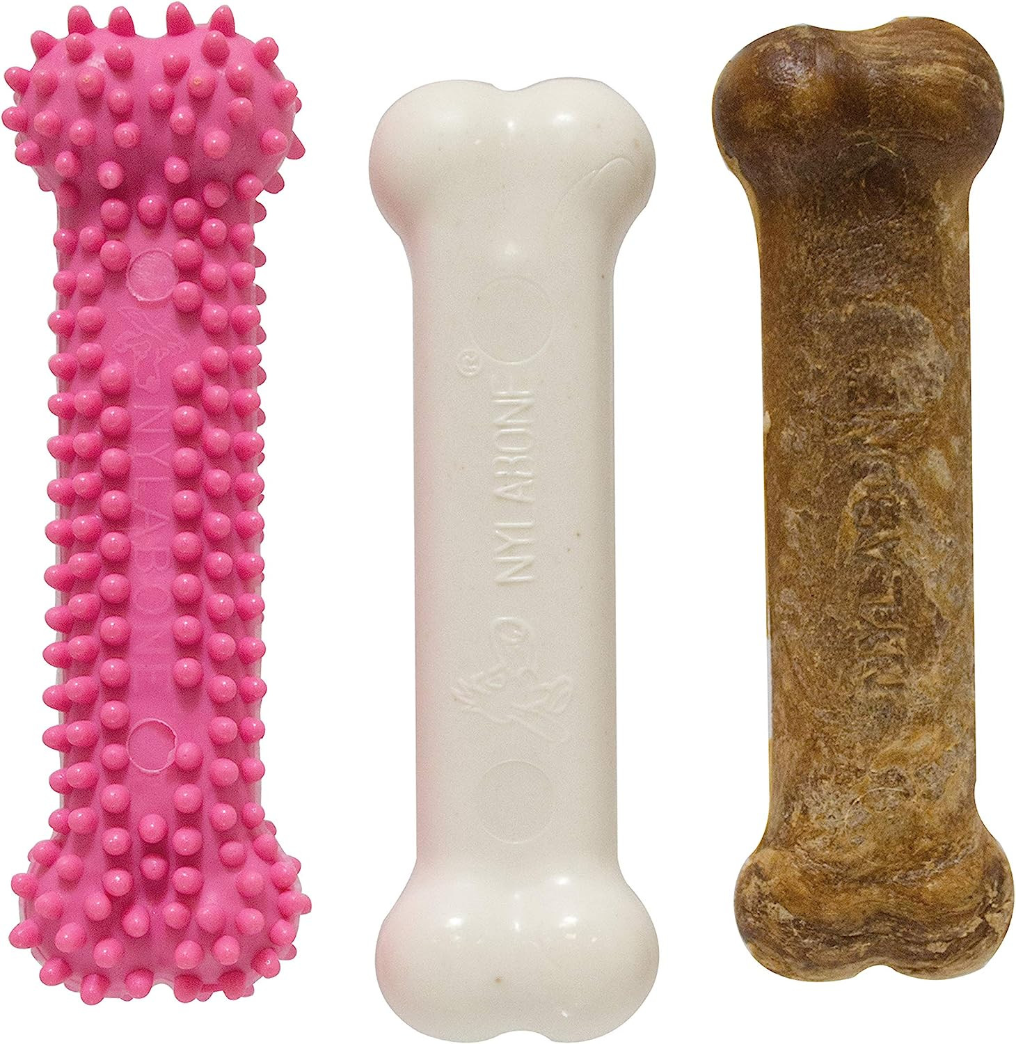 Puppy Triple Pack - Pink Puppy Teething Toy, Nylon Dog Toy, & Chew Treat Variety