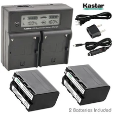 LCD Dual Fast Charger & 2 x Battery for Sony NP-F970 CCD DCR FDR GV HDR HVR NEX