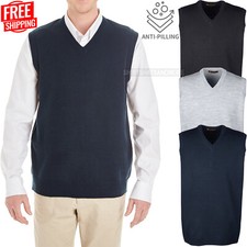 Mens Anti-Pill V-Neck Sleeveless Sweater Vest 100 Acrylic Jersey Knit XS-6XL