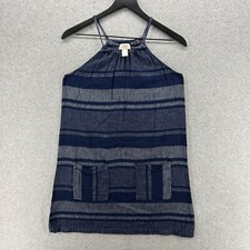 Ann Taylor LOFT Dress Womens Size XS Blue Striped Sleeveless Shift Linen Blend