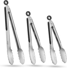 Pinzas de cocina de acero inoxidable de grado alimenticio para cocinar, barbacoa