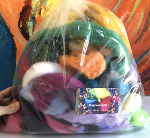 1LB Felting Wool Color Assortment Sampler, Roving Fiber 28+ Colors! Craft Fiber - Picture 5 of 12