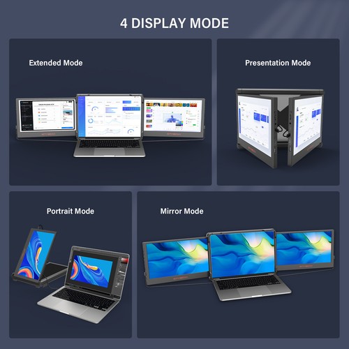 Triple Portable Monitor Laptop Screen Extender USB C Tri-Screen Dual Monitor USA - Picture 11 of 24