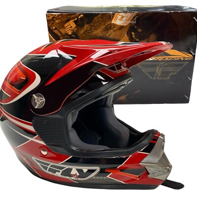 Fly Racing Venom Red Black & Silver Helmet 73-3432S With Box & Bag Size Small