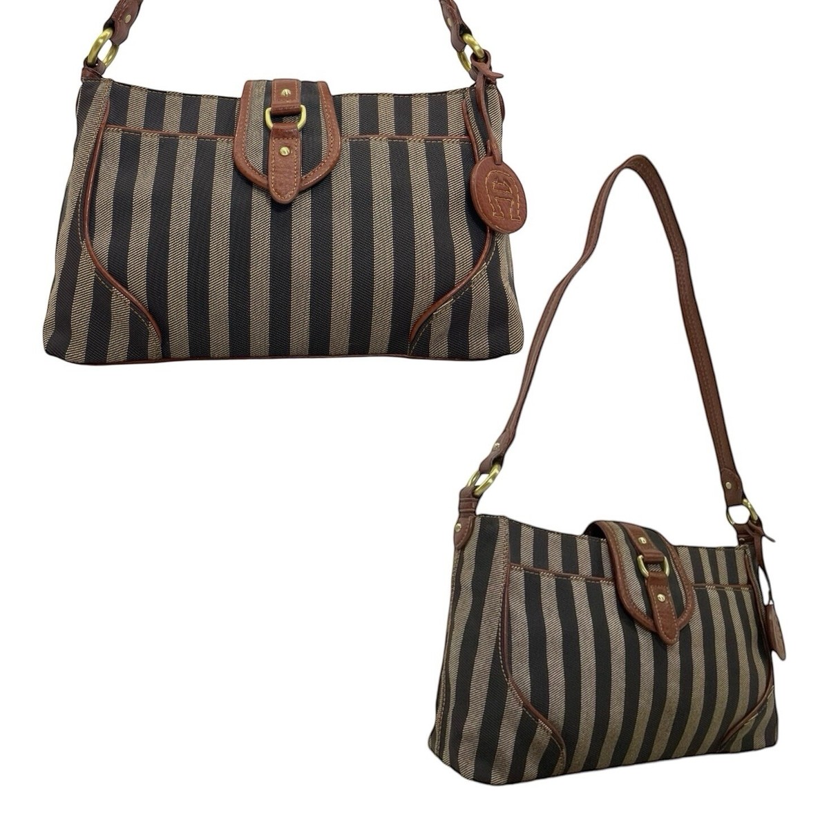 Vintage 80s 90s ETIENNE AIGNER Jacquard Leather Shoulder Bag