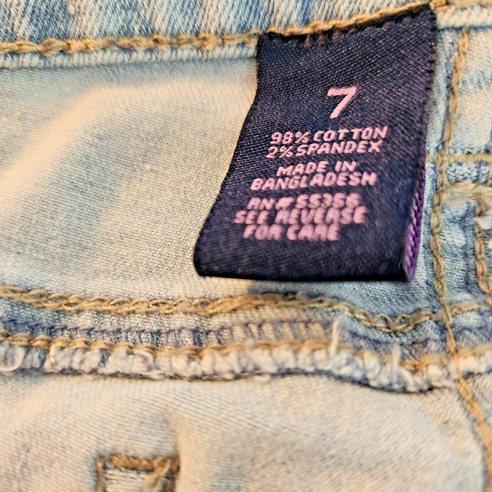 Overoles de mezclilla desgastados con pantalones cortos para mujer talla 7 azul claro boho grunge hip hop Foto 4 de 4