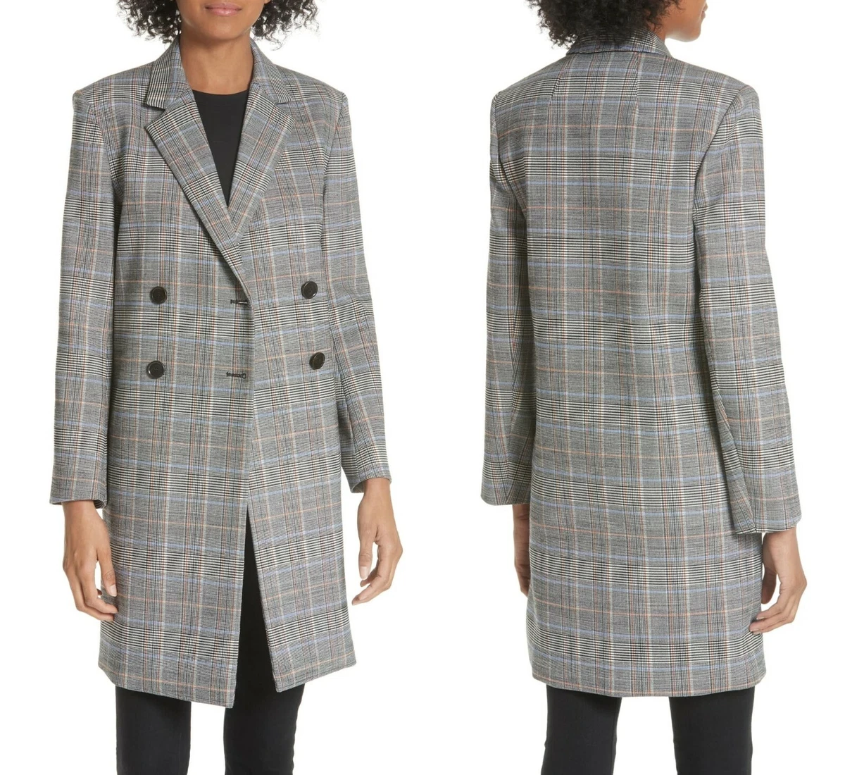 Theory wool plaid square best sale coat