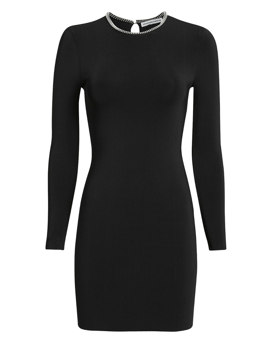 ALEXANDER WANG Black Ball Chain Long Sleeve Stretch Knit