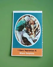 1972 Sunoco NFL Action Player Stamps Miami Dolphins K Garo Yepremian Vintage VG+