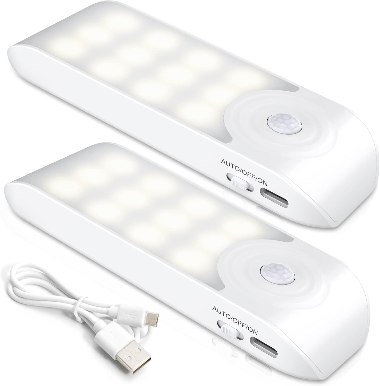 Luce Notturna(2 Pezzi), Lampada LED Ricaricabile USB Con Sensore Di Movimento, O