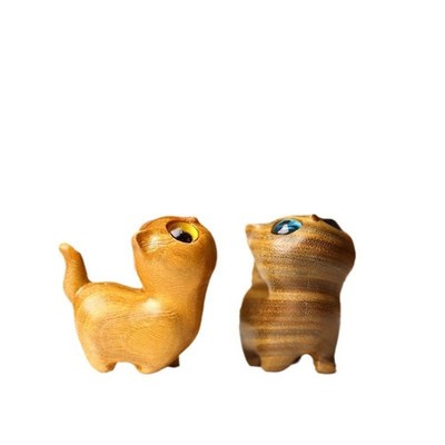 Cute Charming Wooden Kitten Figurine Handcrafted Cat Decor For Home Perfect Gift
