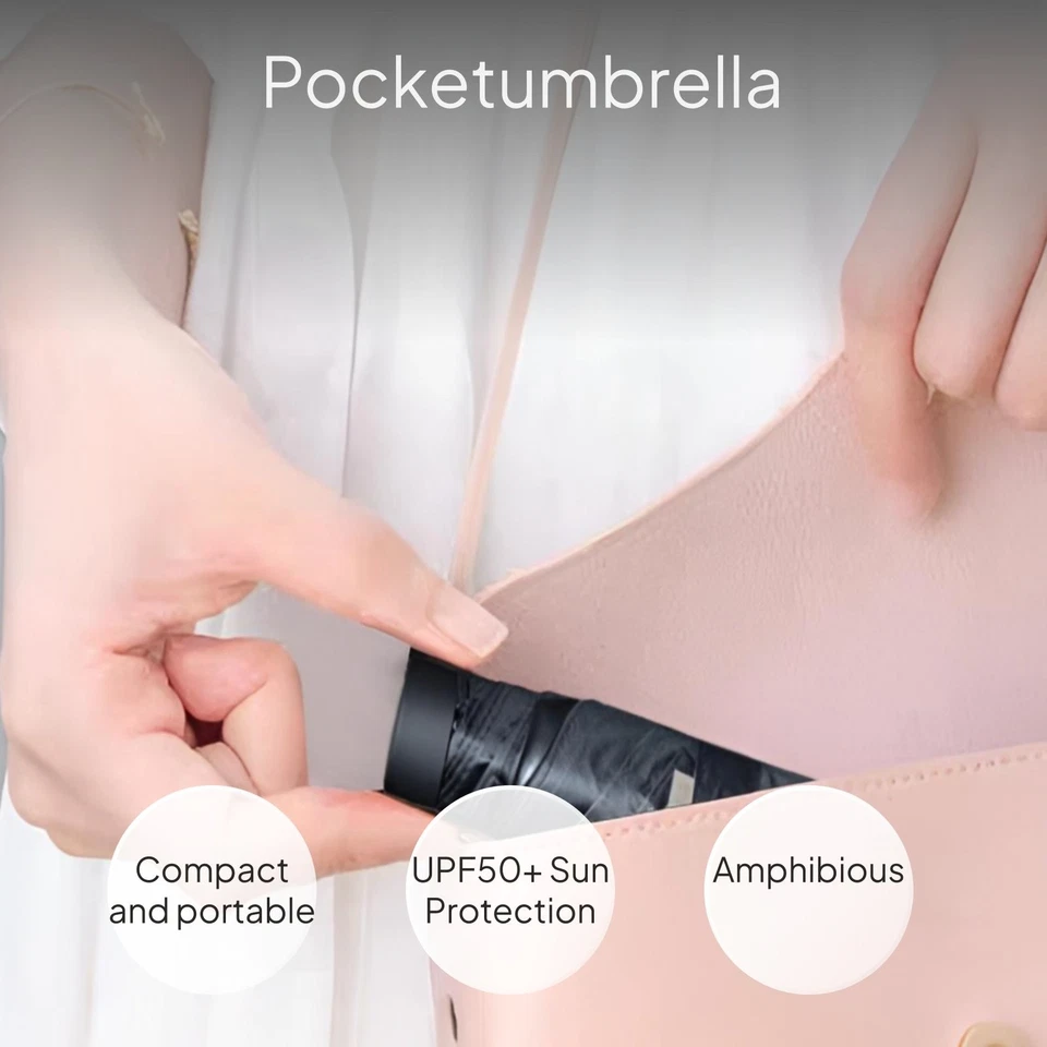 Ultra Mini Paraguas UV de 5 Pliegues, Portátil Sol y Lluvia Foto 2 de 4