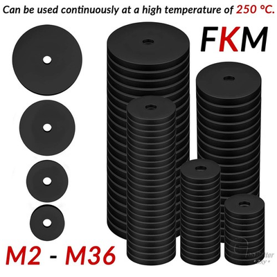 #ad #ad 10 PCS Fluorine Rubber Flat Washer Black FKM Sealing Gaskets Spacers M2 M36 $6.78