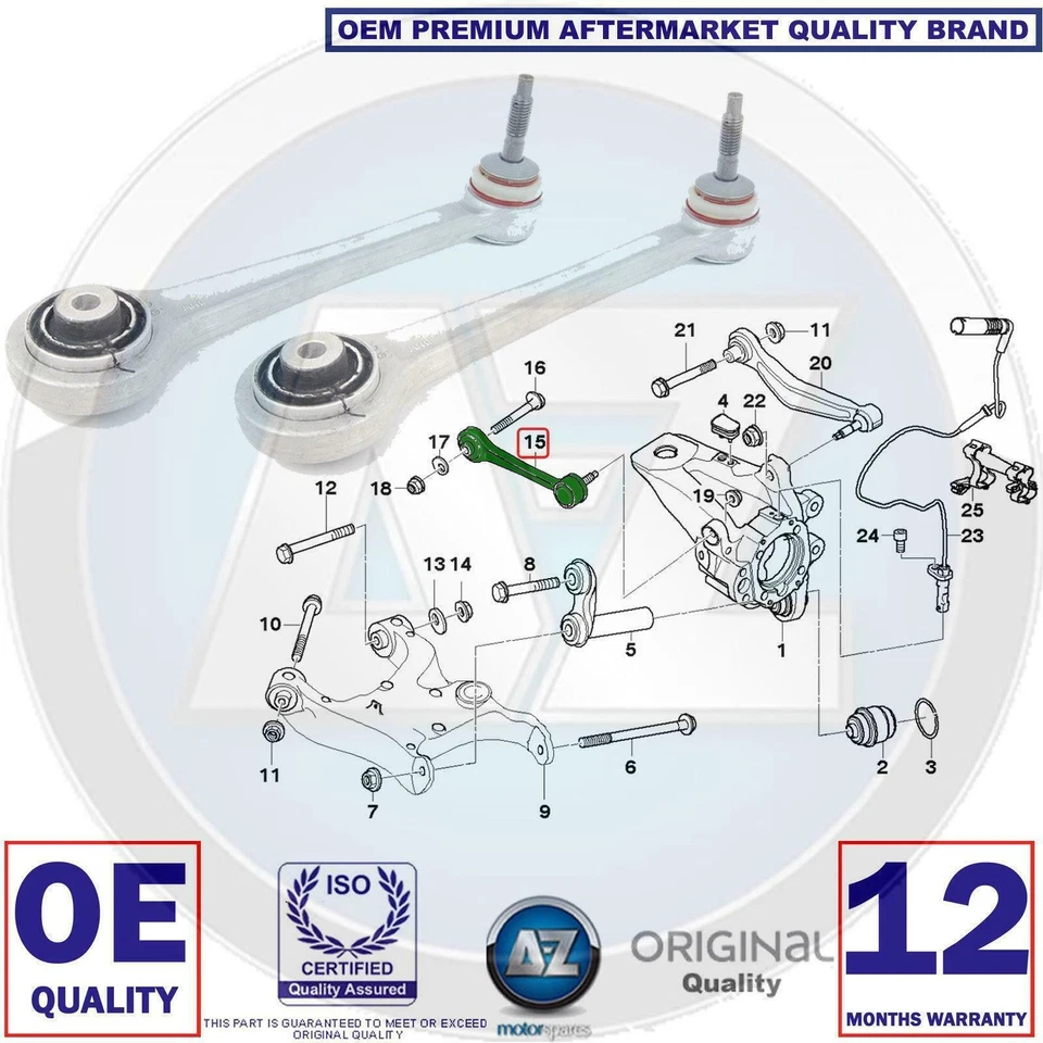FOR BMW 5 SERIES E39 E60 E61 M5 REAR UPPER FRONT SUSPENSION CONTROL ARMS PAIR HD - Image 2 of 2