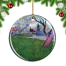 Van Gogh View of Arles With Trees In Blo Christmas ornament city travel souvenir