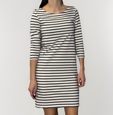GANNI Striped Dress sz M white n blue Old Spice Jersey Short Casual Cotton Soft