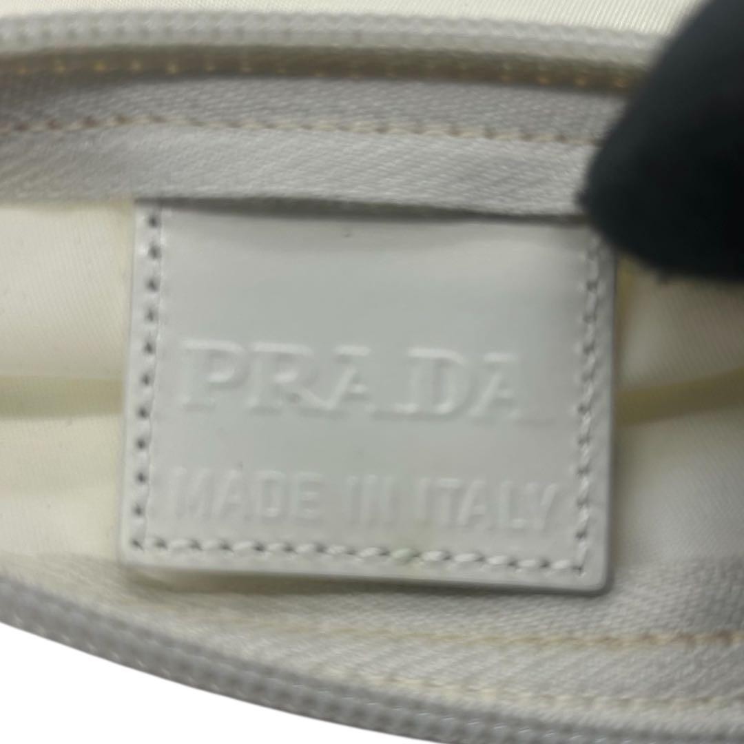 PRADA nylon pouch white triangular logo white sma… - image 8