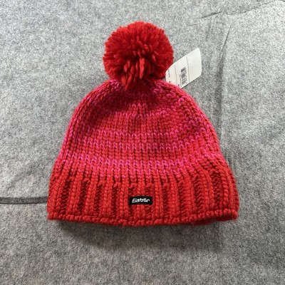 Eisbar Austria Beanie Womens Red Pink Pom Pom Merino Wool Ski Winter