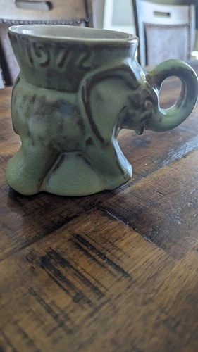 Frankoma Green Pottery GOP Elephant Mug c-1972